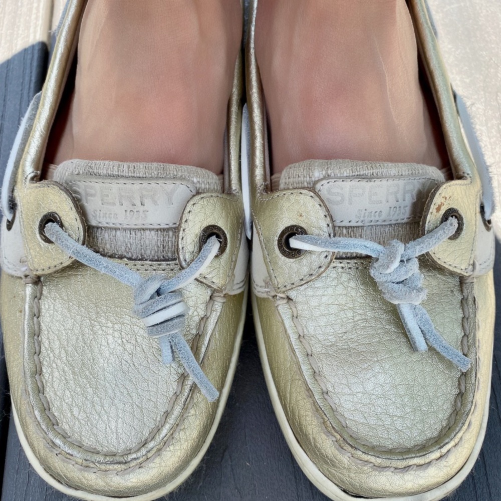 Sperry Dunefish Boat Gold shoe size 7 Preowned